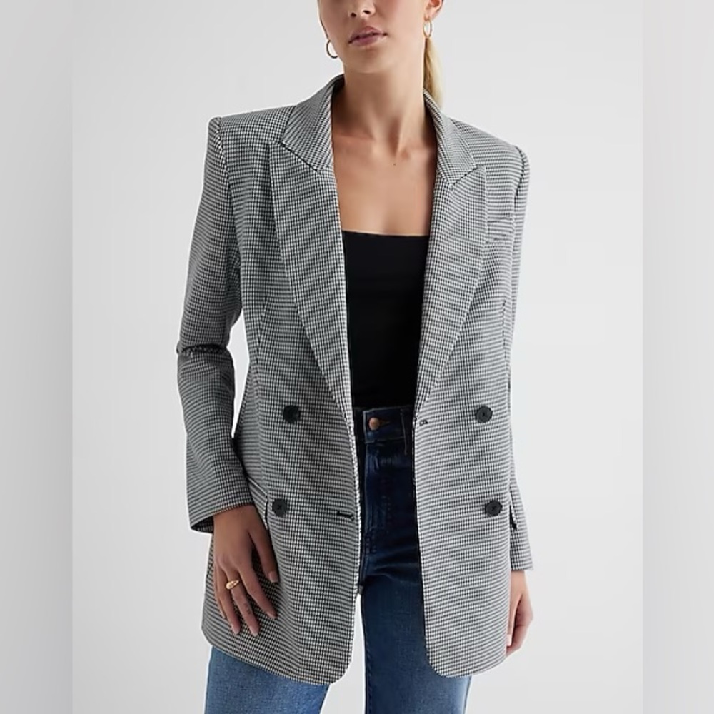 EXPRESS Houndstooth Double Breasted Blazer size Small